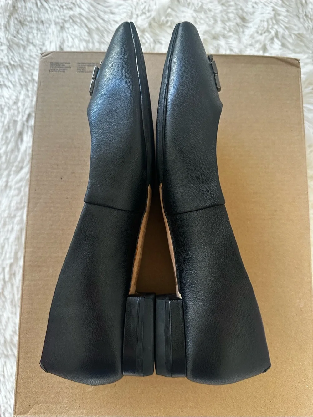 Tory Burch Pointed Toe Leather Flats Black Crystal Double T Logo Women’s Size 8